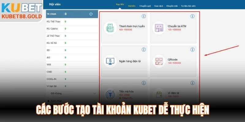 Các bước tạo tài khoản Kubet dễ thực hiện